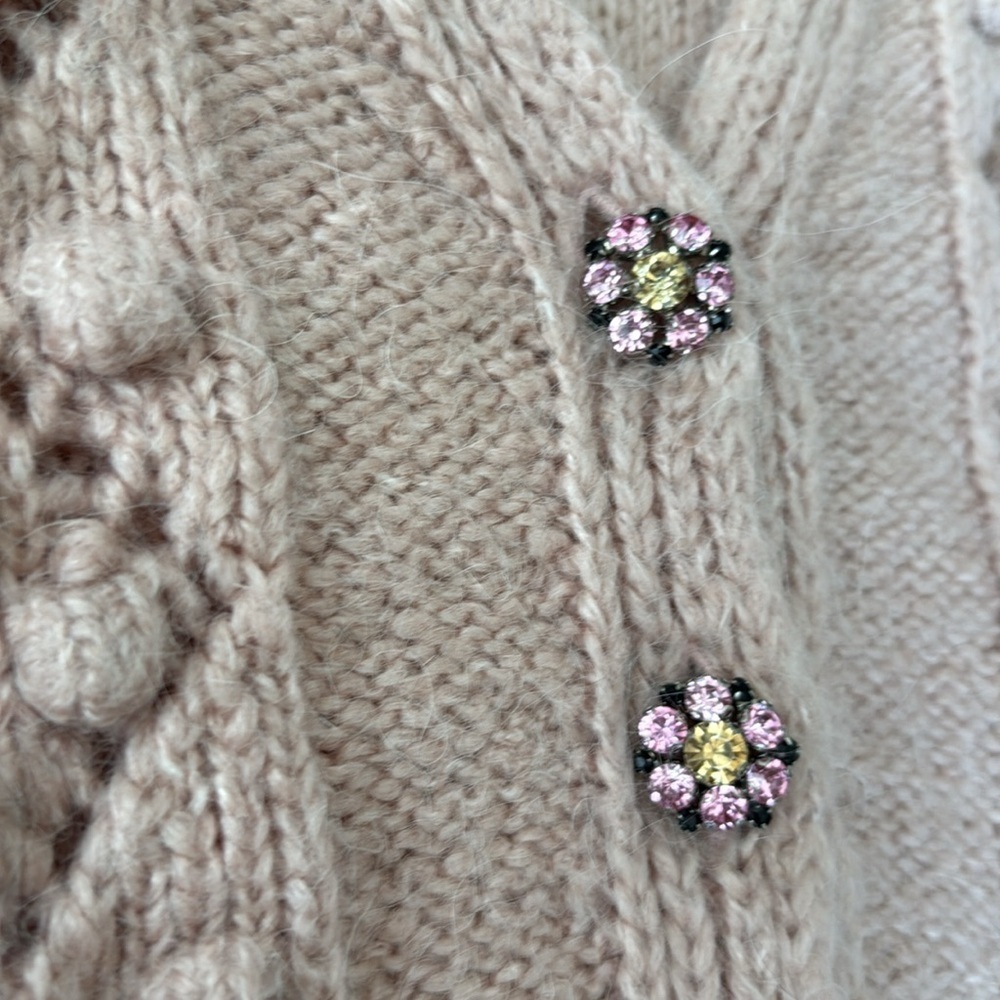 Zara Jewel Button Knit Cardigan Blush Pink Knit Sweater Size Small Loose Fit - Picture 12 of 16